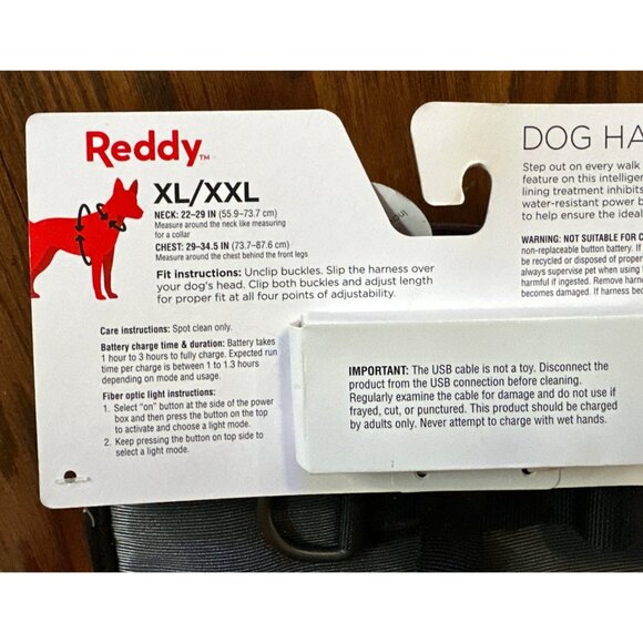 Reddy XL/XXL Dog Harness w/Fiber Optic Light Unisex Black - Picture 5 of 7